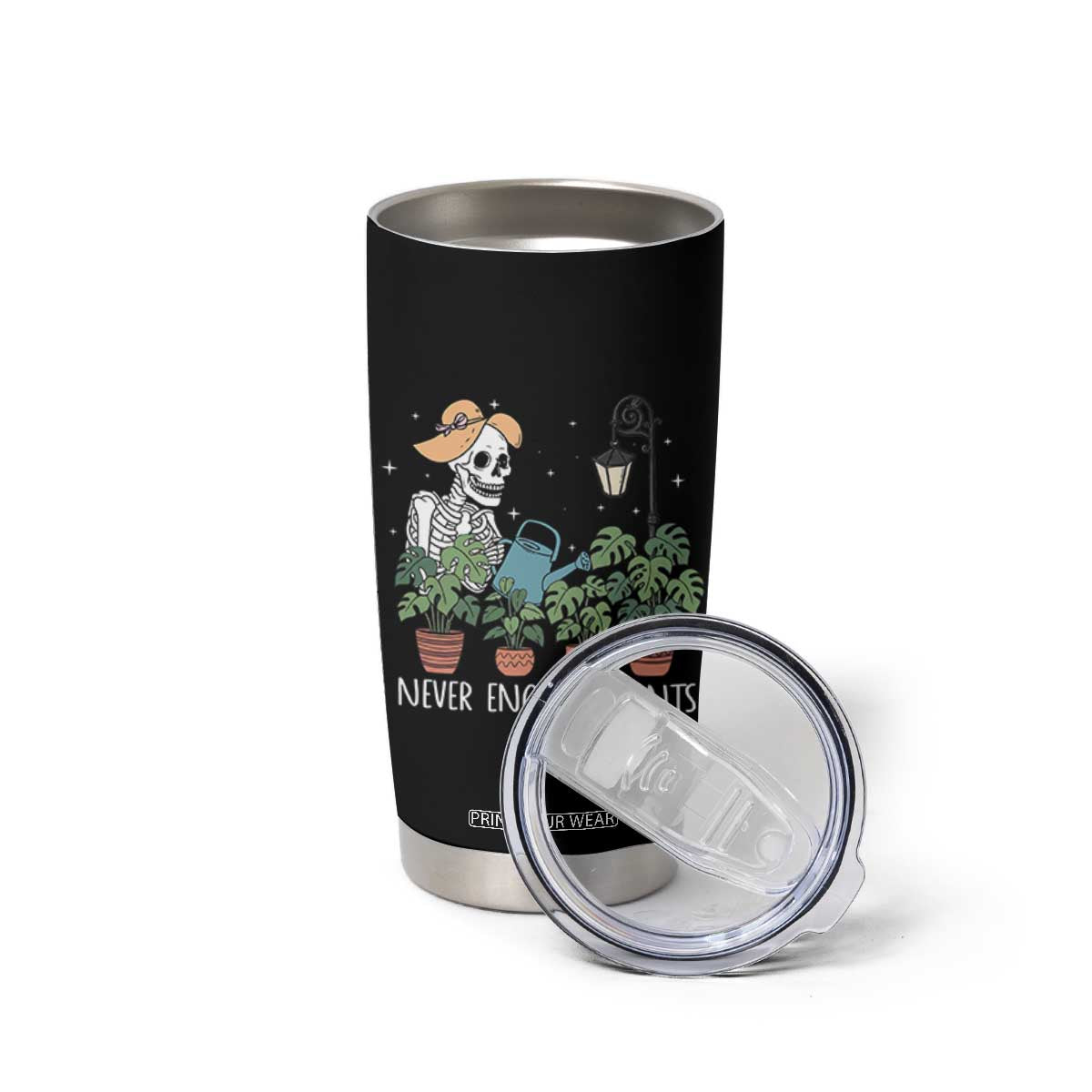 Skeleton Monstera Lover Tumbler Cup Never Enough Plants TS12 Print Your Wear