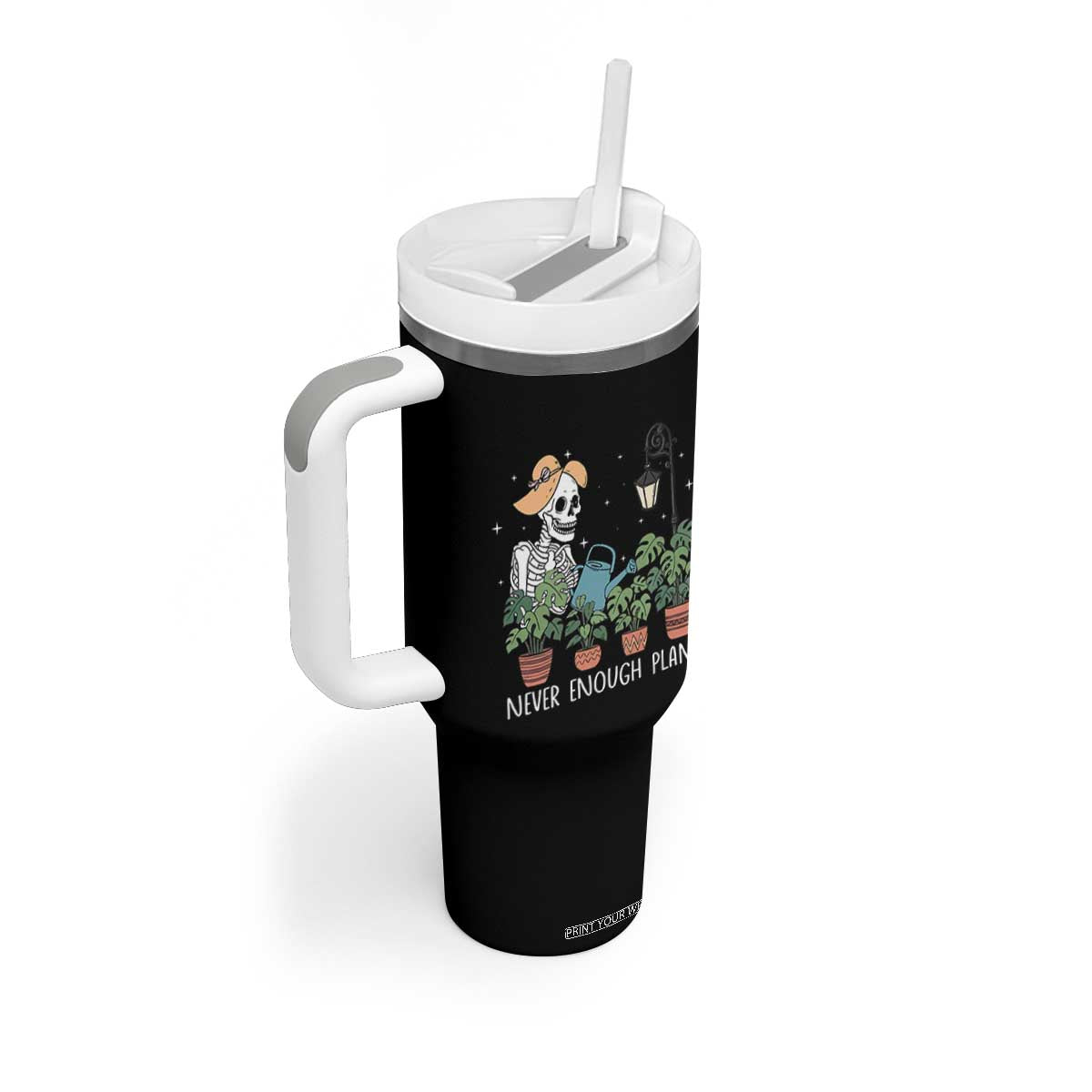 Skeleton Monstera Lover Tumbler With Handle Never Enough Plants TS12 Print Your Wear