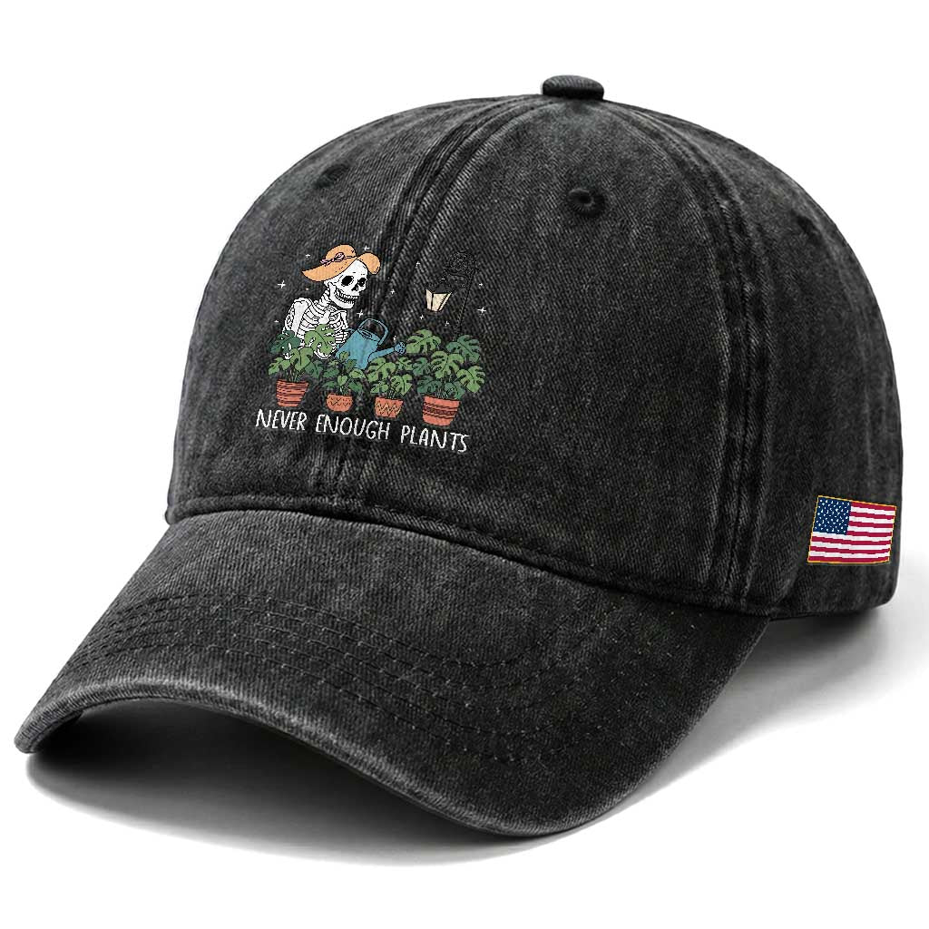 Skeleton Monstera Lover Washed Cotton Baseball Cap Never Enough Plants TS12 Print Your Wear