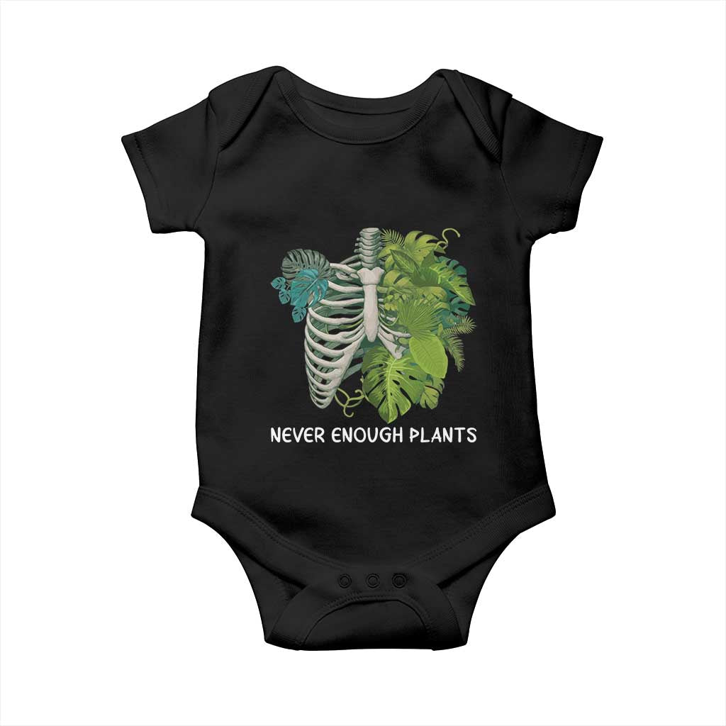Monstera Plant Body Skeleton Baby Onesie Never Enough Plants TS12 Black Print Your Wear