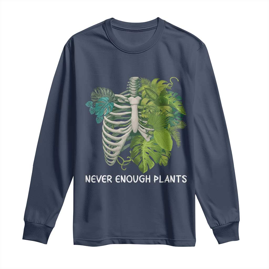 Monstera Plant Body Skeleton Long Sleeve Shirt Never Enough Plants TS12 Navy Print Your Wear