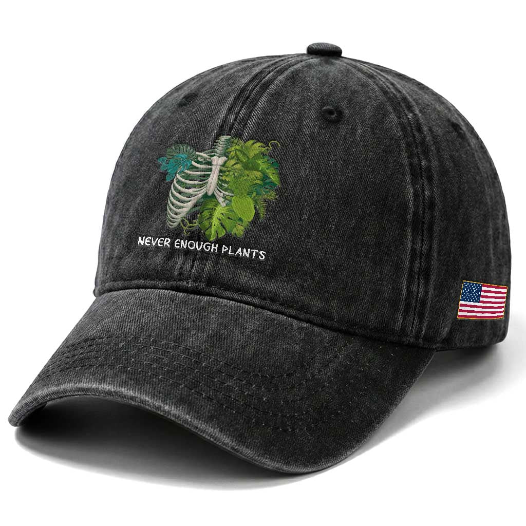 Monstera Plant Body Skeleton Washed Cotton Baseball Cap Never Enough Plants TS12 Print Your Wear
