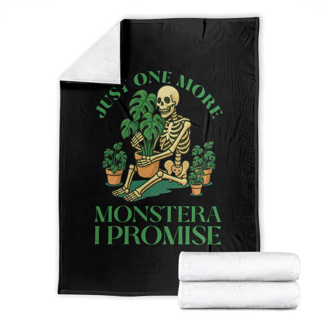 Just One More Monstera Throw Blanket Skeleton Plant Lover Gift TS12 Black Print Your Wear
