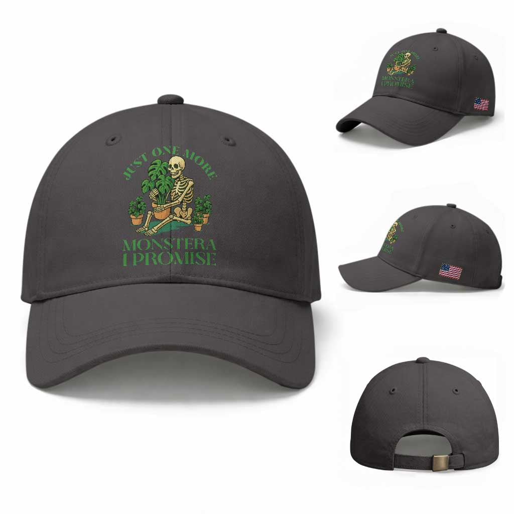 Just One More Monstera Baseball Cap Skeleton Plant Lover Gift TS12 Baseball Cap Universal Fit Dark Gray Print Your Wear