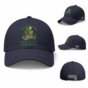 Just One More Monstera Baseball Cap Skeleton Plant Lover Gift TS12 Baseball Cap Universal Fit Navy Print Your Wear
