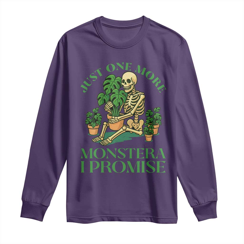 Just One More Monstera Long Sleeve Shirt Skeleton Plant Lover Gift TS12 Purple Print Your Wear