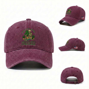 Just One More Monstera Washed Cotton Baseball Cap Skeleton Plant Lover Gift TS12 Washed Cap Universal Fit Burgundy Print Your Wear