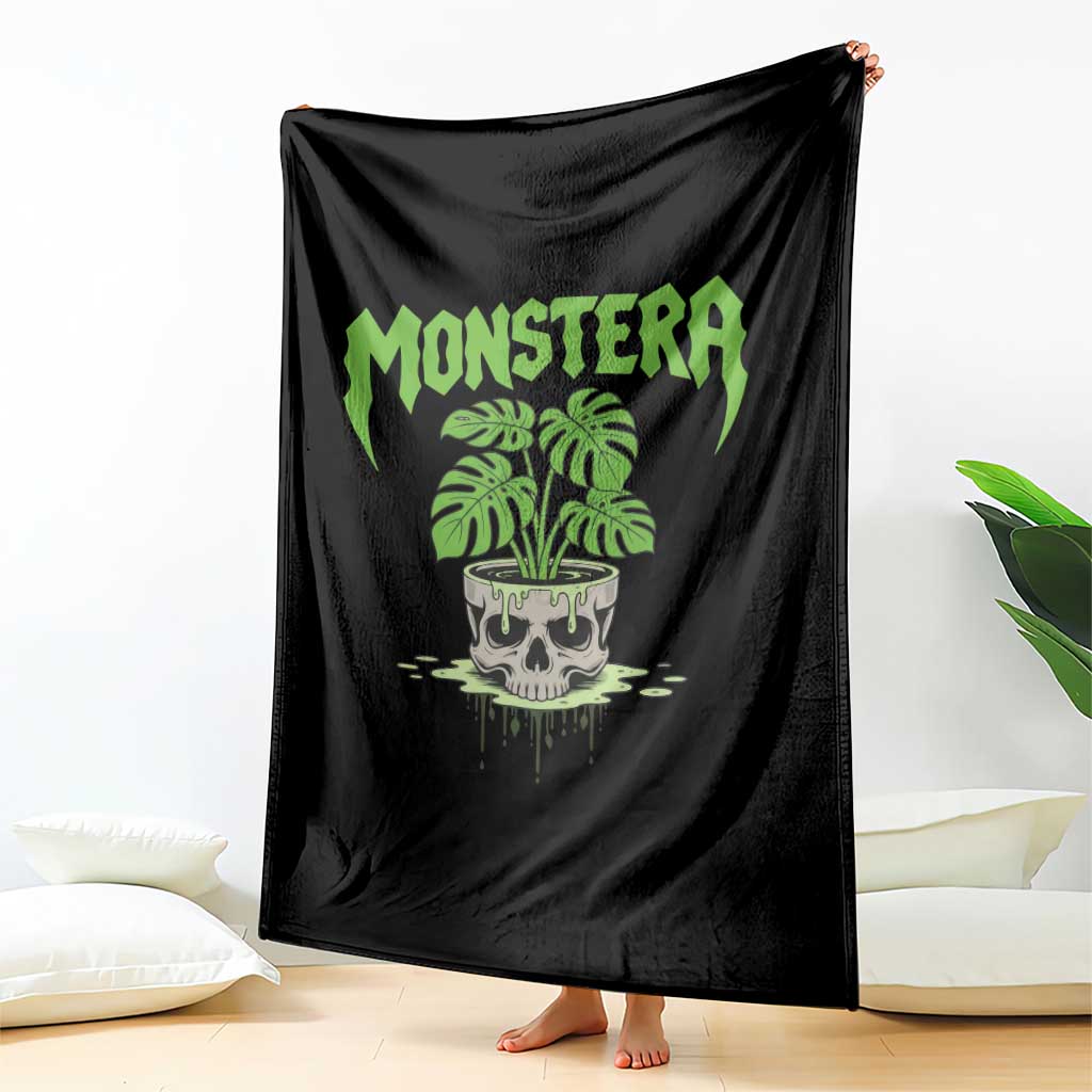 Monstera Lover Houseplant Gift Throw Blanket Skull Plant Pot Graphic TS12 Print Your Wear