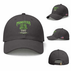 Monstera Lover Houseplant Gift Baseball Cap Skull Plant Pot Graphic TS12 Baseball Cap Universal Fit Dark Gray Print Your Wear