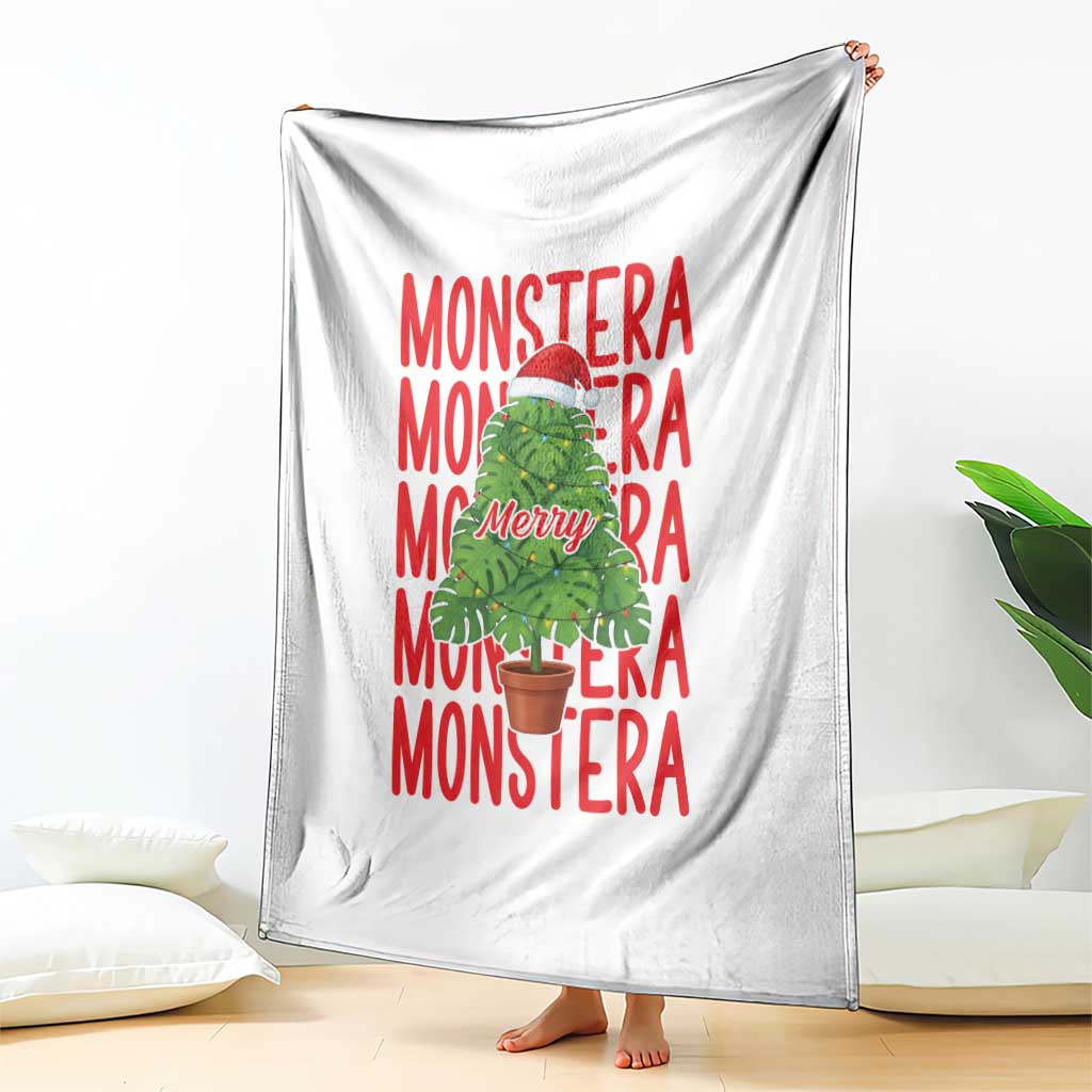 Merry Monstera Throw Blanket Plant Lover Christmas Gift TS12 Print Your Wear