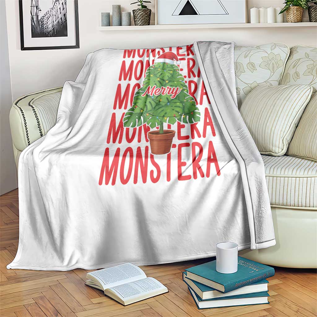 Merry Monstera Throw Blanket Plant Lover Christmas Gift TS12 Print Your Wear