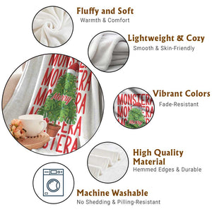 Merry Monstera Throw Blanket Plant Lover Christmas Gift TS12 Print Your Wear
