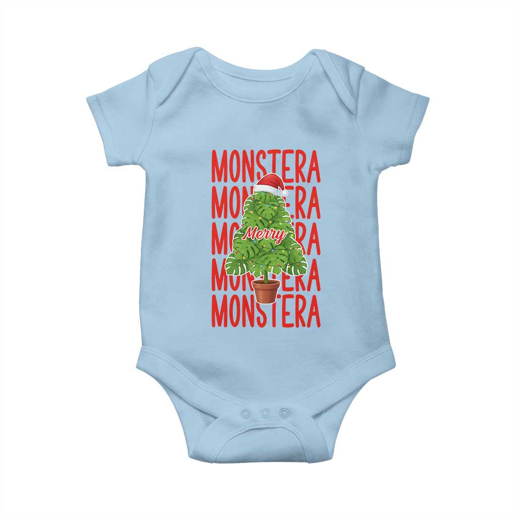Merry Monstera Baby Onesie Plant Lover Christmas Gift TS12 Light Blue Print Your Wear