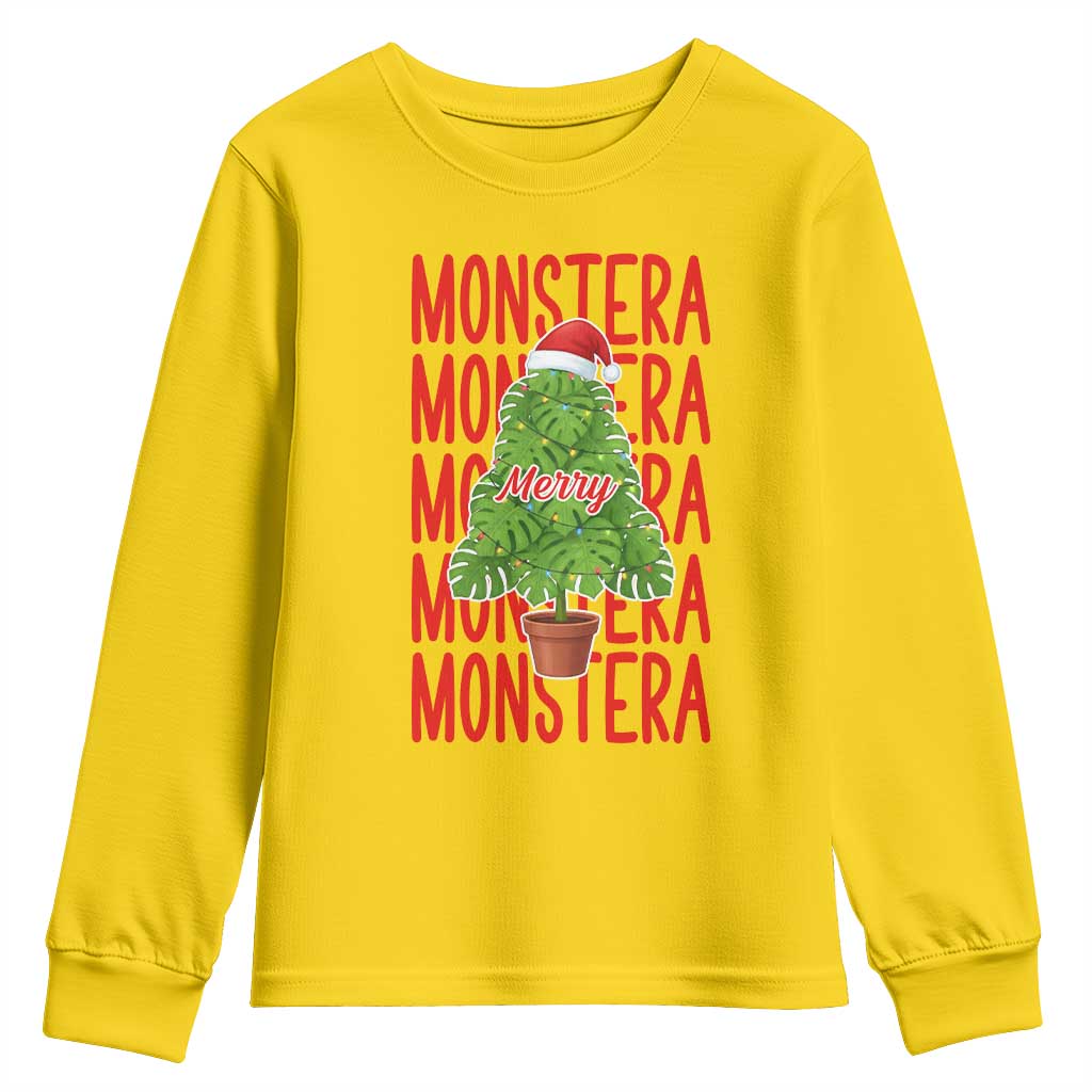 Merry Monstera Youth Sweatshirt Plant Lover Christmas Gift TS12 Daisy Print Your Wear