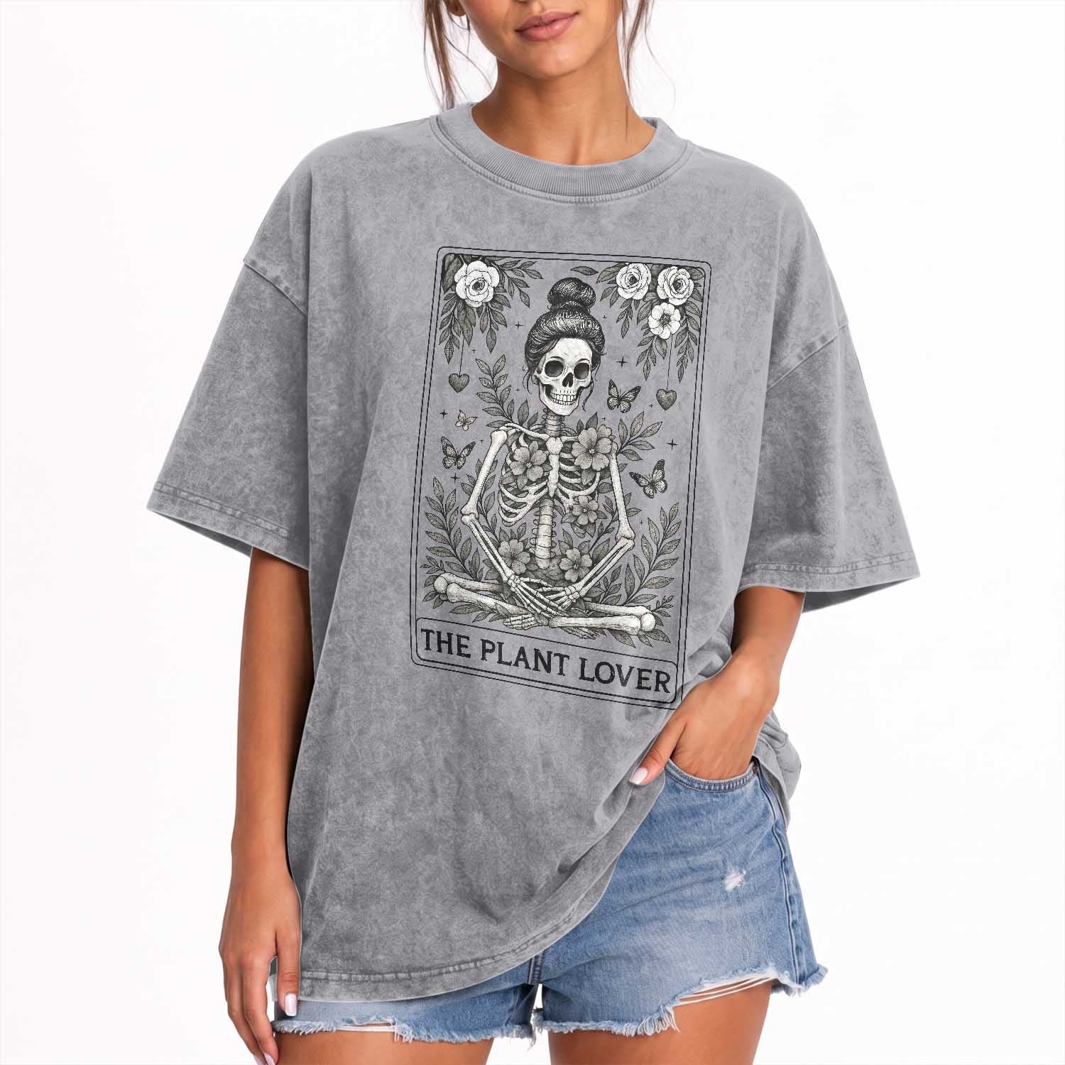 Dark Humor Tarot Card Plant Lover Gift Washed Cotton T-Shirt