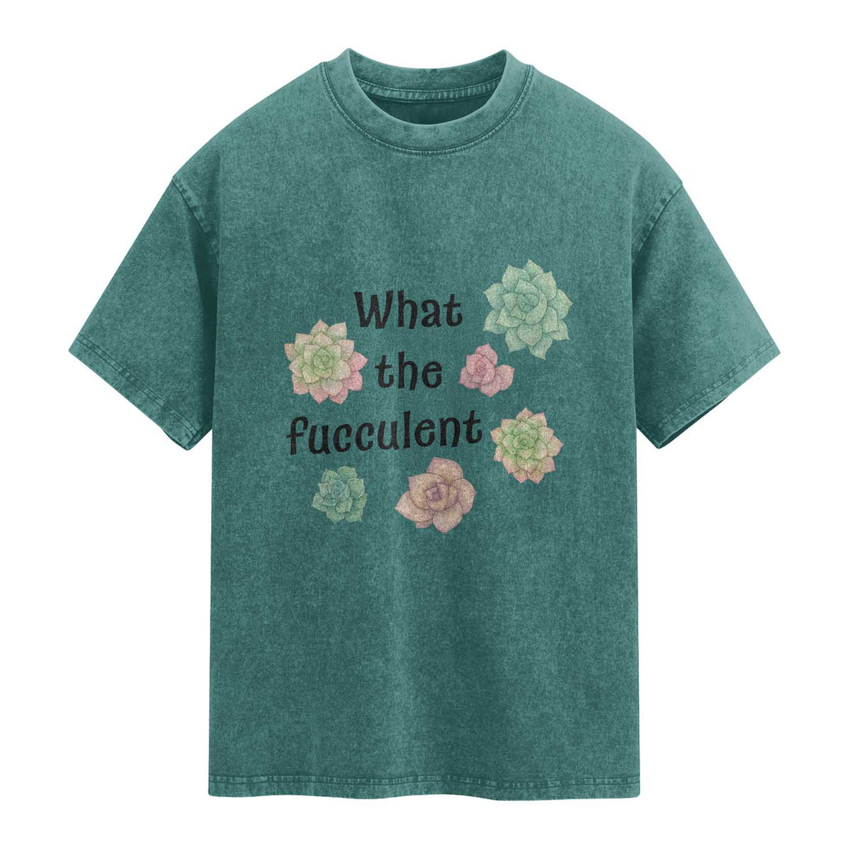 Succulent Lover Gift Washed Cotton T-Shirt What The Fucculent
