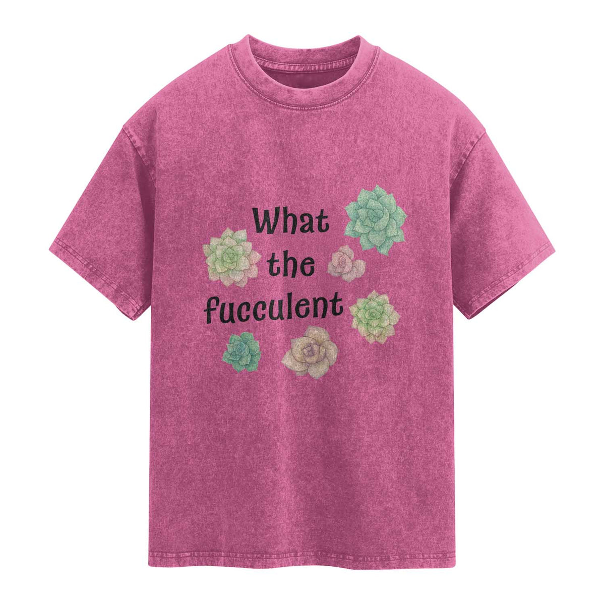 Succulent Lover Gift Washed Cotton T-Shirt What The Fucculent