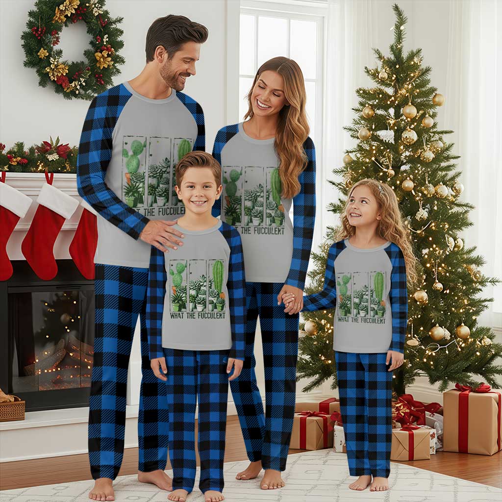 Funny Cactus Plant Lover Plaid Pajama Set What The Fucculent TS12 Blue Plaid Print Your Wear
