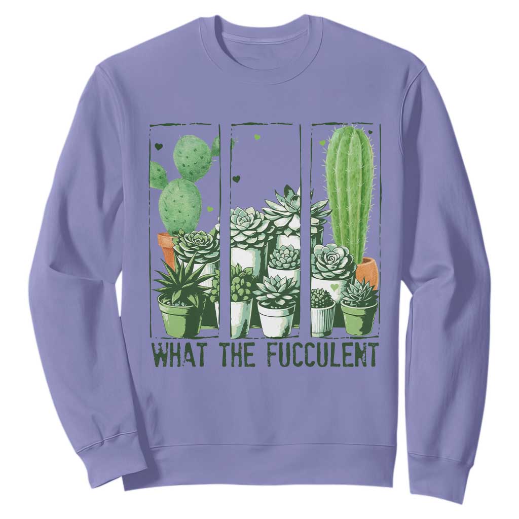 Funny Cactus Plant Lover Sweatshirt What The Fucculent TS12 Violet Print Your Wear