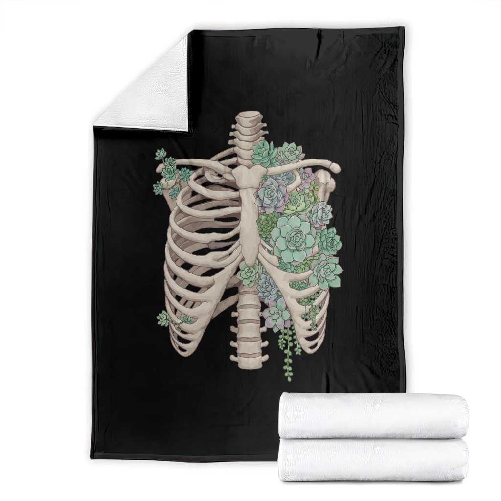 Succulent Body Skeleton Throw Blanket Creepy Plant Lover Gift TS12 Black Print Your Wear