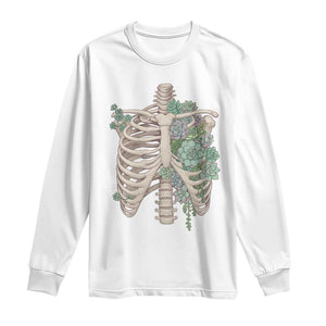 Succulent Body Skeleton Long Sleeve Shirt Creepy Plant Lover Gift TS12 White Print Your Wear
