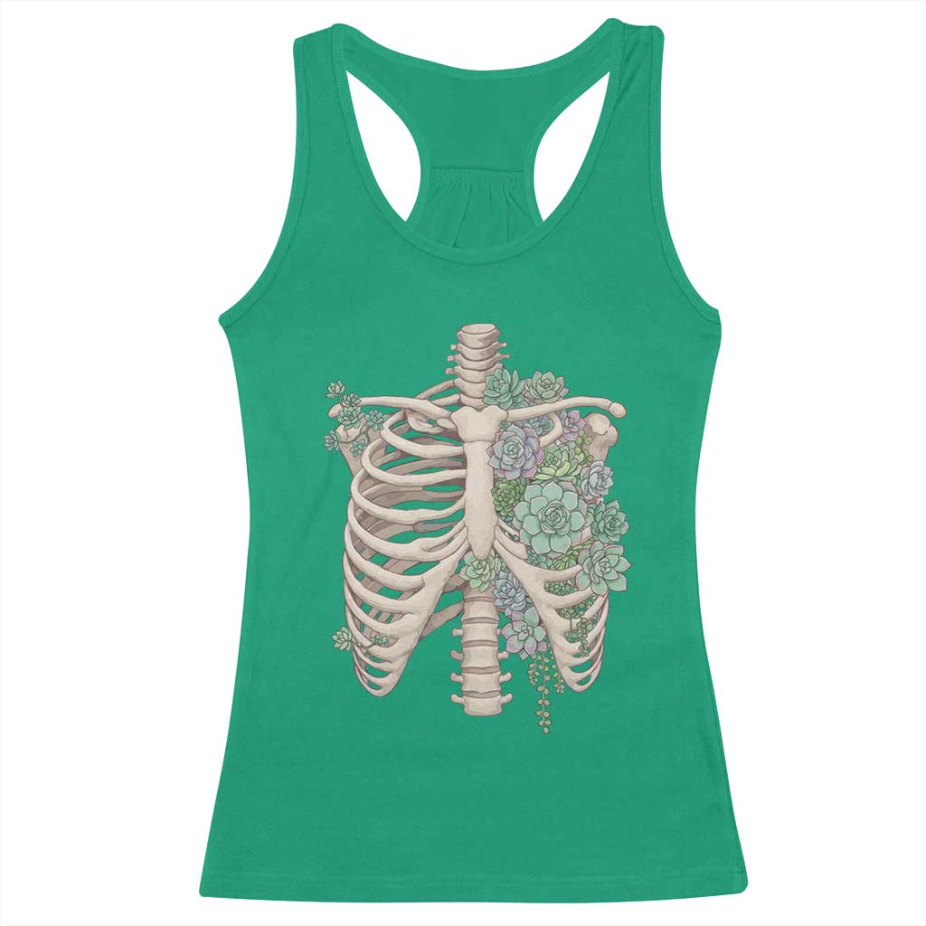 Succulent Body Skeleton Racerback Tank Top Creepy Plant Lover Gift TS12 Irish Green Print Your Wear