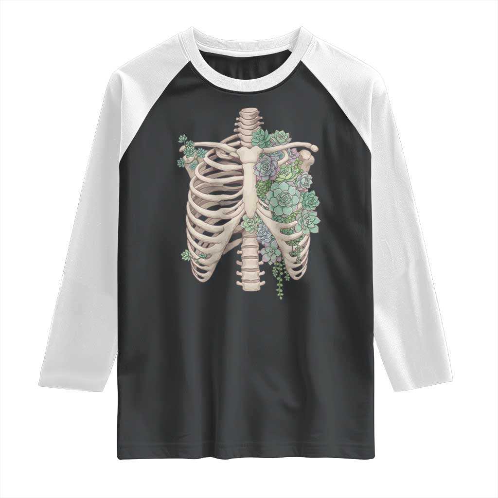 Succulent Body Skeleton Raglan Shirt Creepy Plant Lover Gift TS12 Black White Print Your Wear