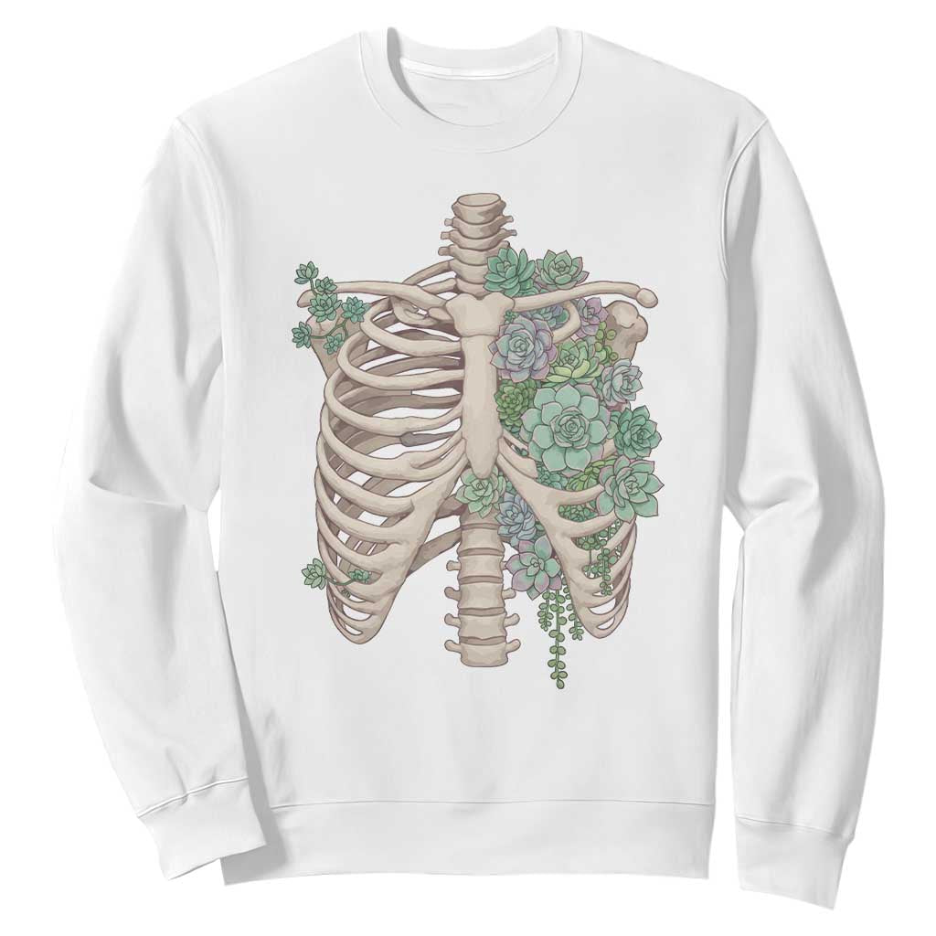 Succulent Body Skeleton Sweatshirt Creepy Plant Lover Gift TS12 White Print Your Wear