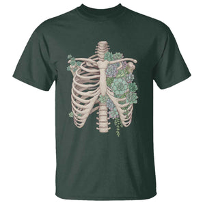 Succulent Body Skeleton T Shirt Creepy Plant Lover Gift TS12 Dark Forest Green Print Your Wear