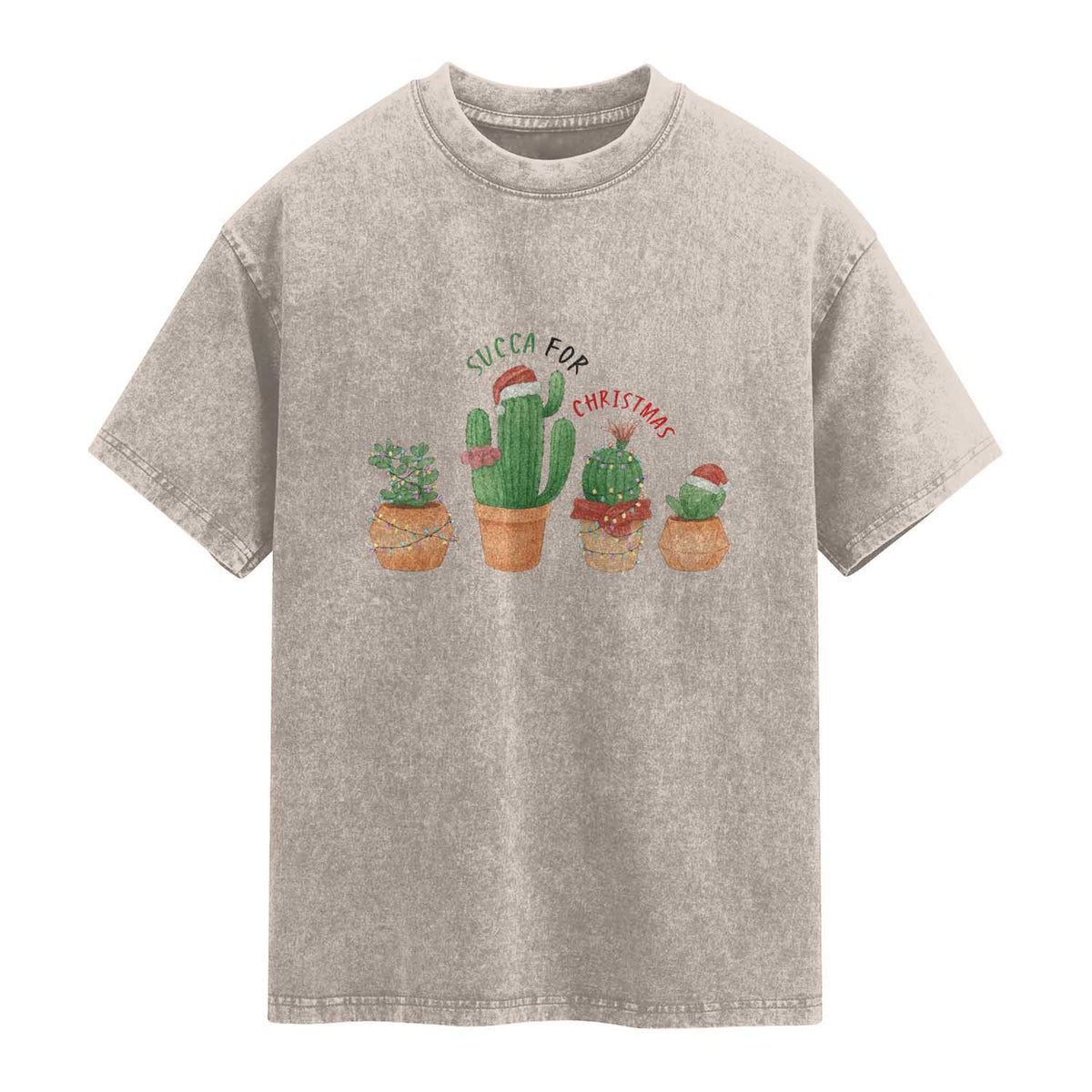 Funny Succulent Plant Lover Gift Washed Cotton T-Shirt Succa For Christmas