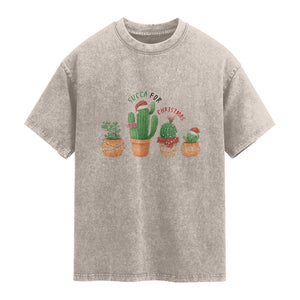 Funny Succulent Plant Lover Gift Washed Cotton T-Shirt Succa For Christmas