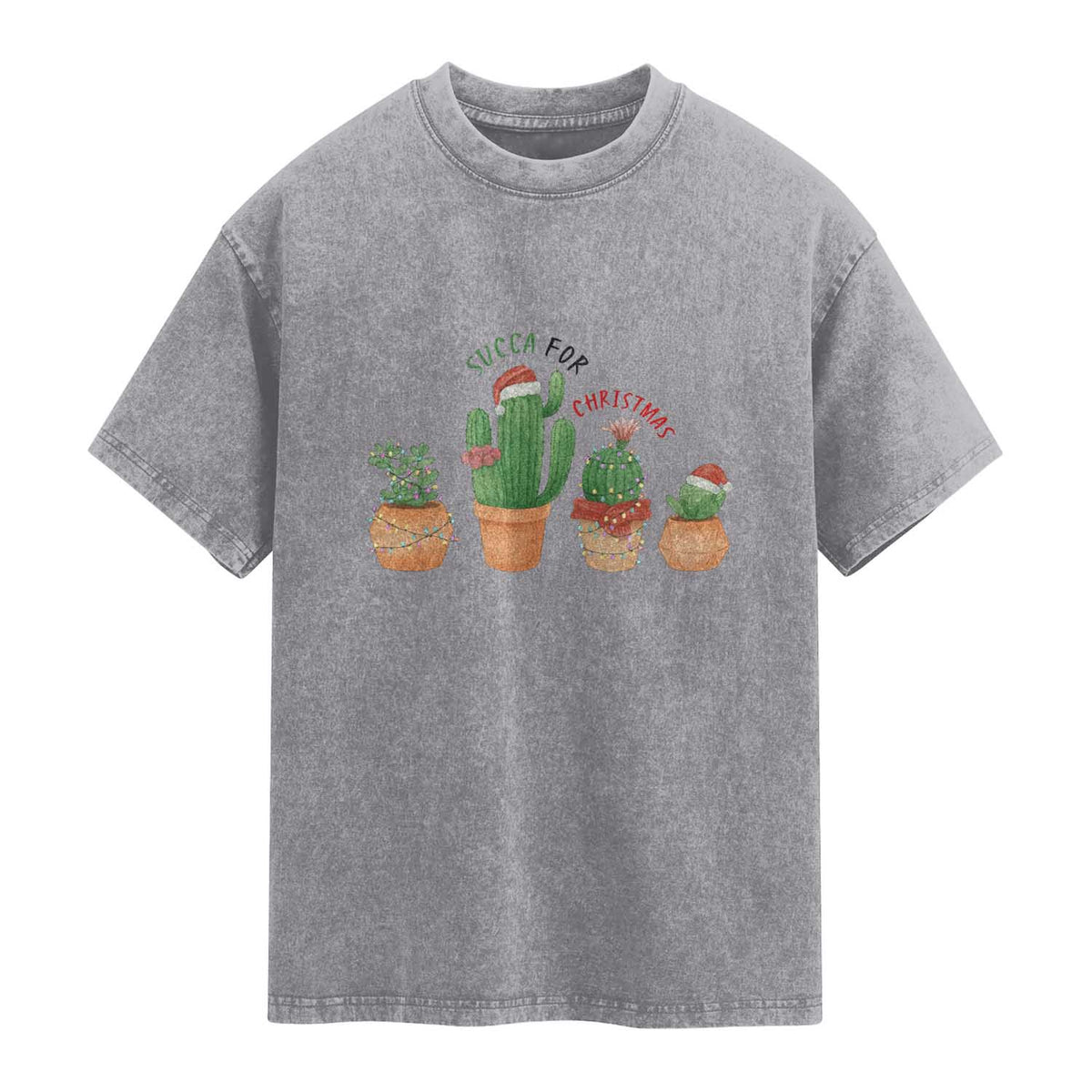 Funny Succulent Plant Lover Gift Washed Cotton T-Shirt Succa For Christmas