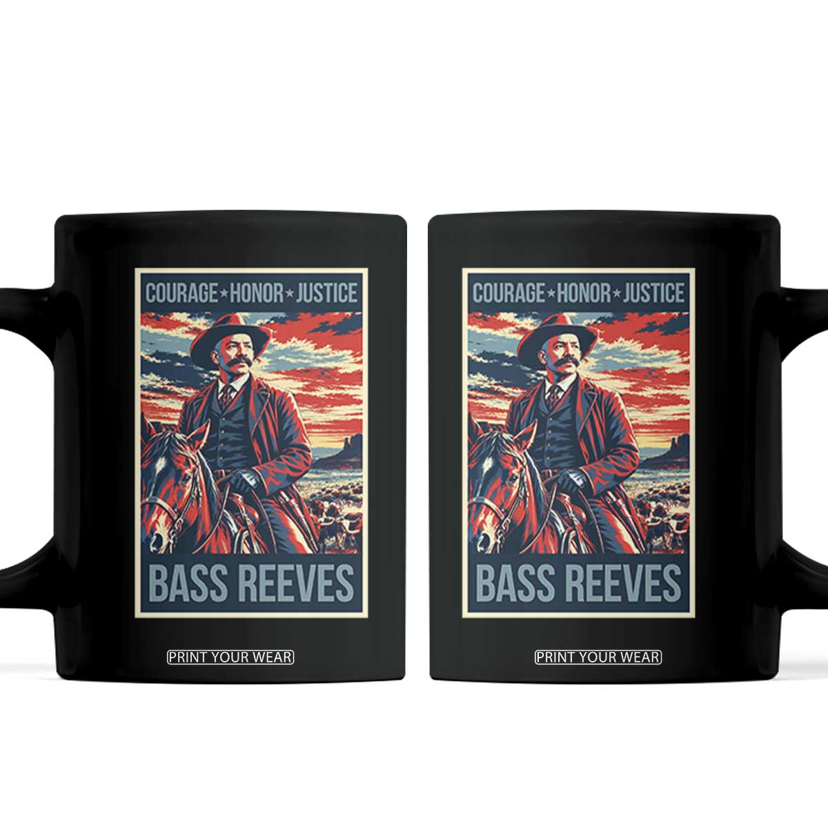 Bass Reeves Wild West Lawman Cowboy Coffee Mug Deputy Marshal Hero Vintage Poster Graphic