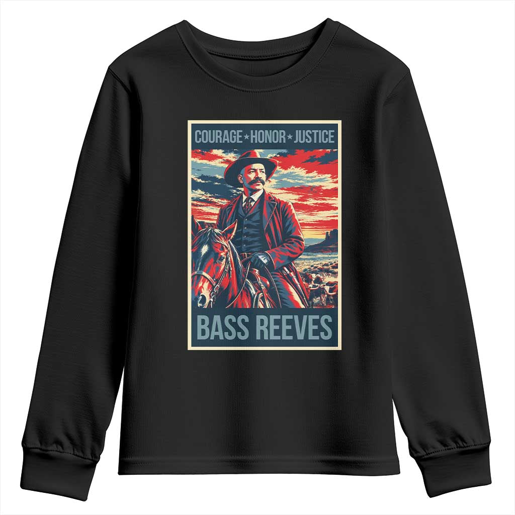 Bass Reeves Wild West Lawman Cowboy Youth Sweatshirt Deputy Marshal Hero Vintage Poster Graphic