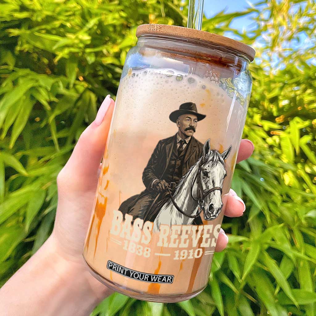 Vintage Bass Reeves First Black US Deputy Marshal Glass Can Legendary Western Lawman History