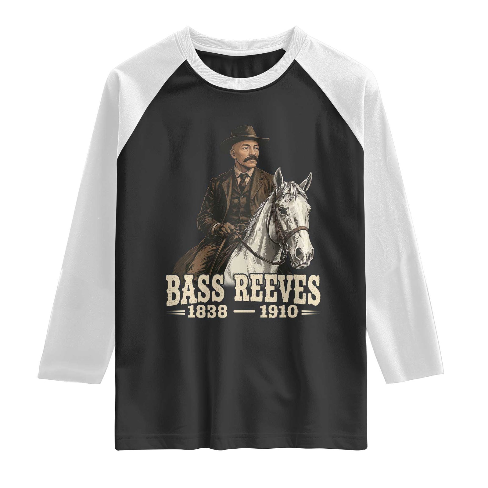 Vintage Bass Reeves First Black US Deputy Marshal Raglan Shirt Legendary Western Lawman History