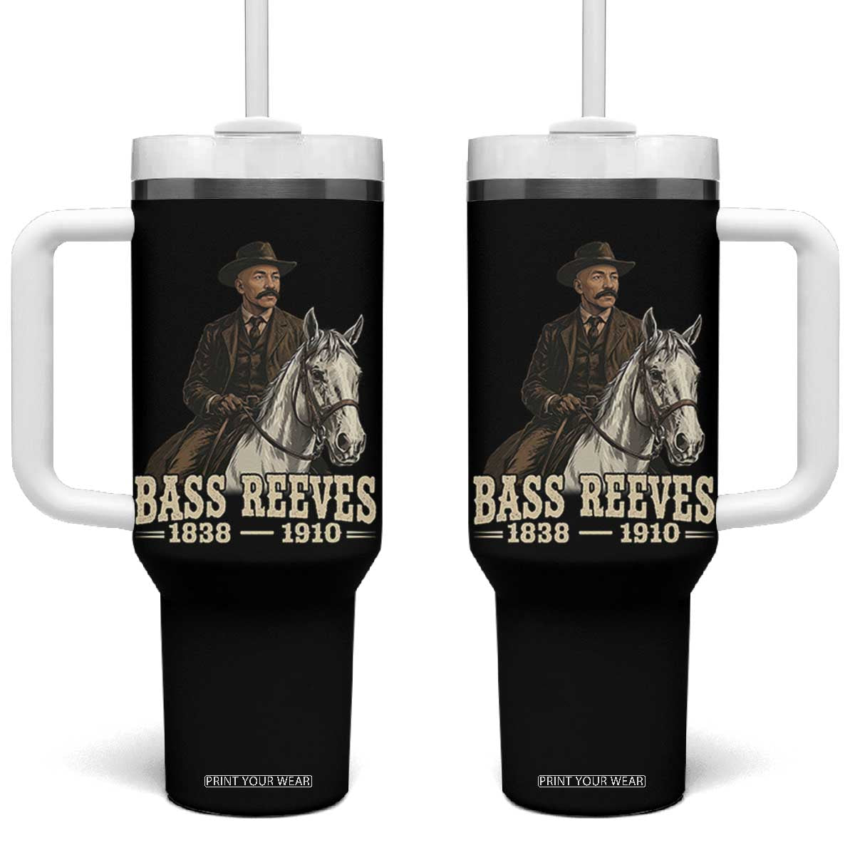 Vintage Bass Reeves First Black US Deputy Marshal Tumbler With Handle Legendary Western Lawman History