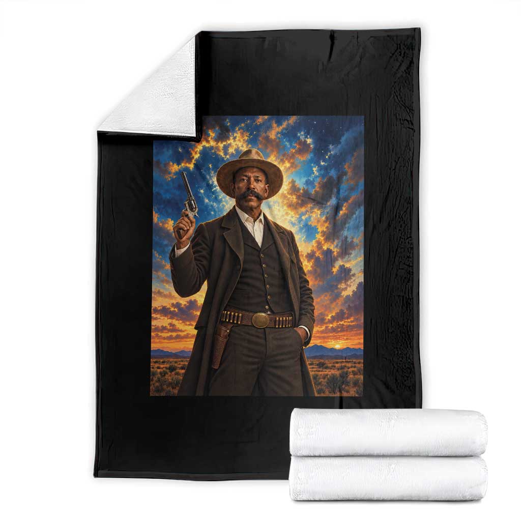 Bass Reeves Wild West Lawman Portrait Throw Blanket Sunset Western Hero Heritage