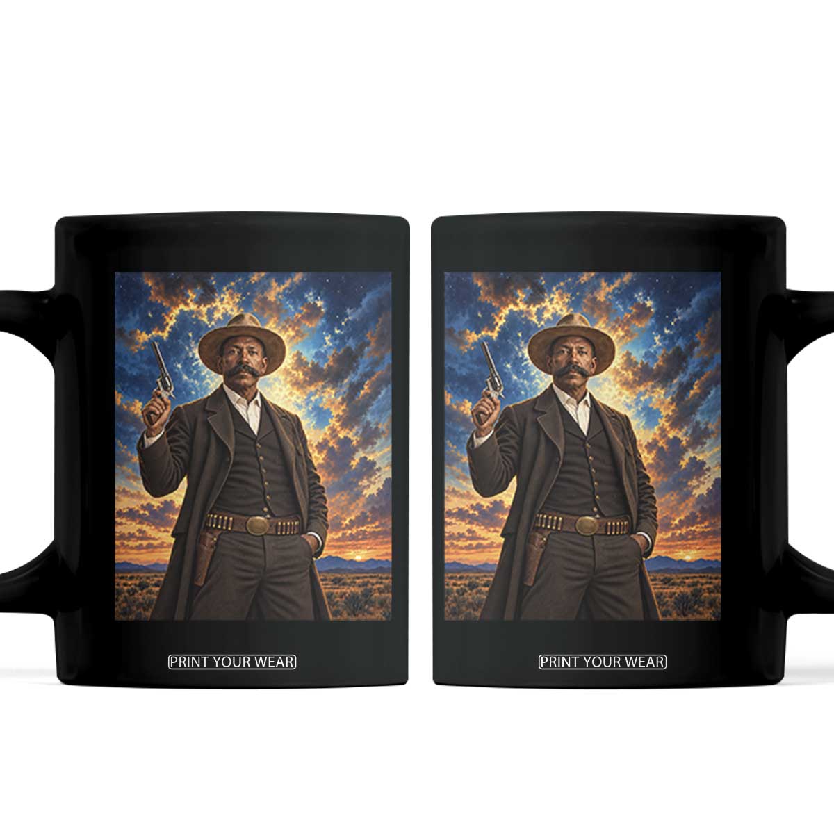 Bass Reeves Wild West Lawman Portrait Coffee Mug Sunset Western Hero Heritage