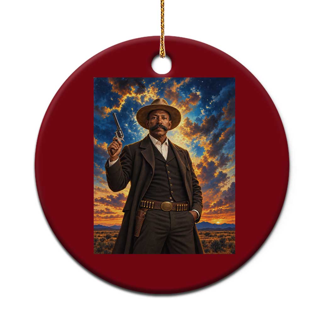 Bass Reeves Wild West Lawman Portrait Ceramic Ornament Sunset Western Hero Heritage