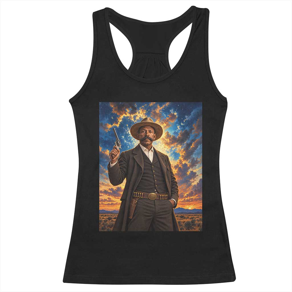 Bass Reeves Wild West Lawman Portrait Racerback Tank Top Sunset Western Hero Heritage