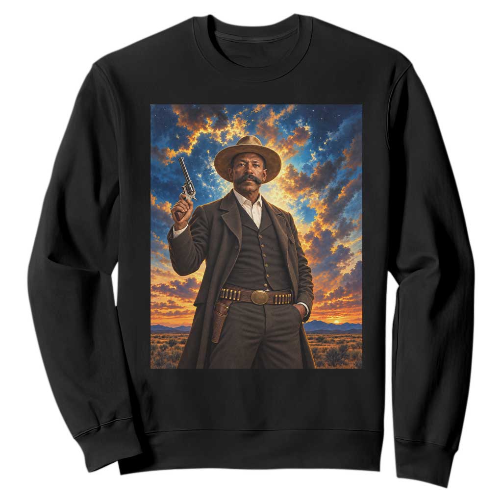 Bass Reeves Wild West Lawman Portrait Sweatshirt Sunset Western Hero Heritage