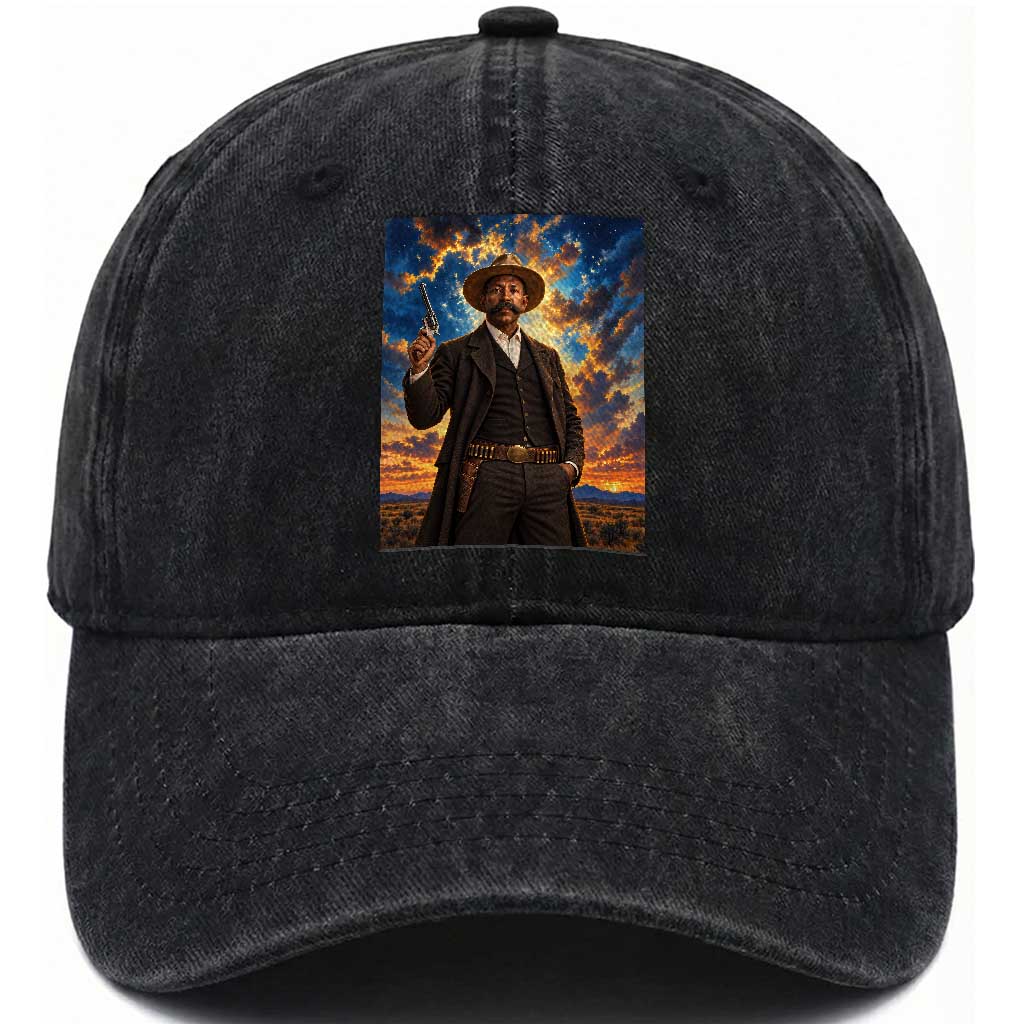 Bass Reeves Wild West Lawman Portrait Washed Cotton Baseball Cap Sunset Western Hero Heritage