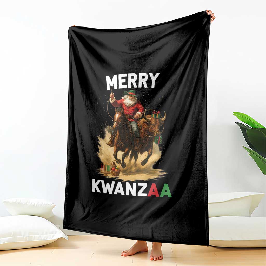 Funny Black Santa Cowboy Throw Blanket Merry Kwanzaa Cultural Pride Gift TS12 Print Your Wear