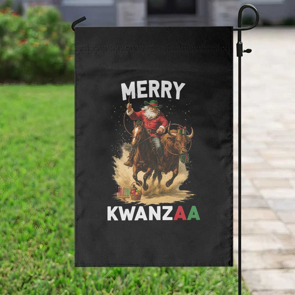 Funny Black Santa Cowboy Garden Flag Merry Kwanzaa Cultural Pride Gift TS12 Print Your Wear