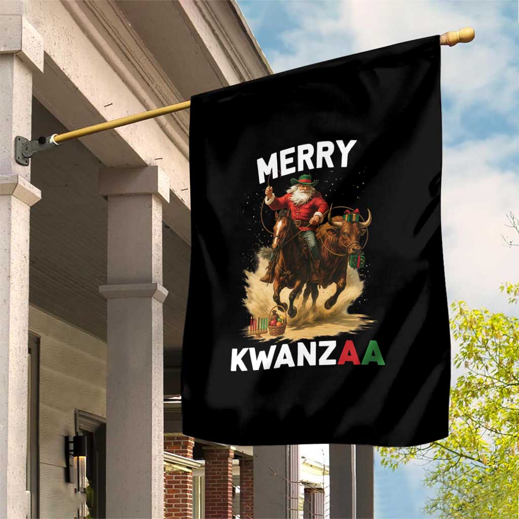 Funny Black Santa Cowboy Garden Flag Merry Kwanzaa Cultural Pride Gift TS12 Print Your Wear