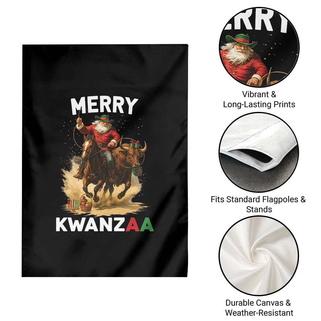 Funny Black Santa Cowboy Garden Flag Merry Kwanzaa Cultural Pride Gift TS12 Print Your Wear