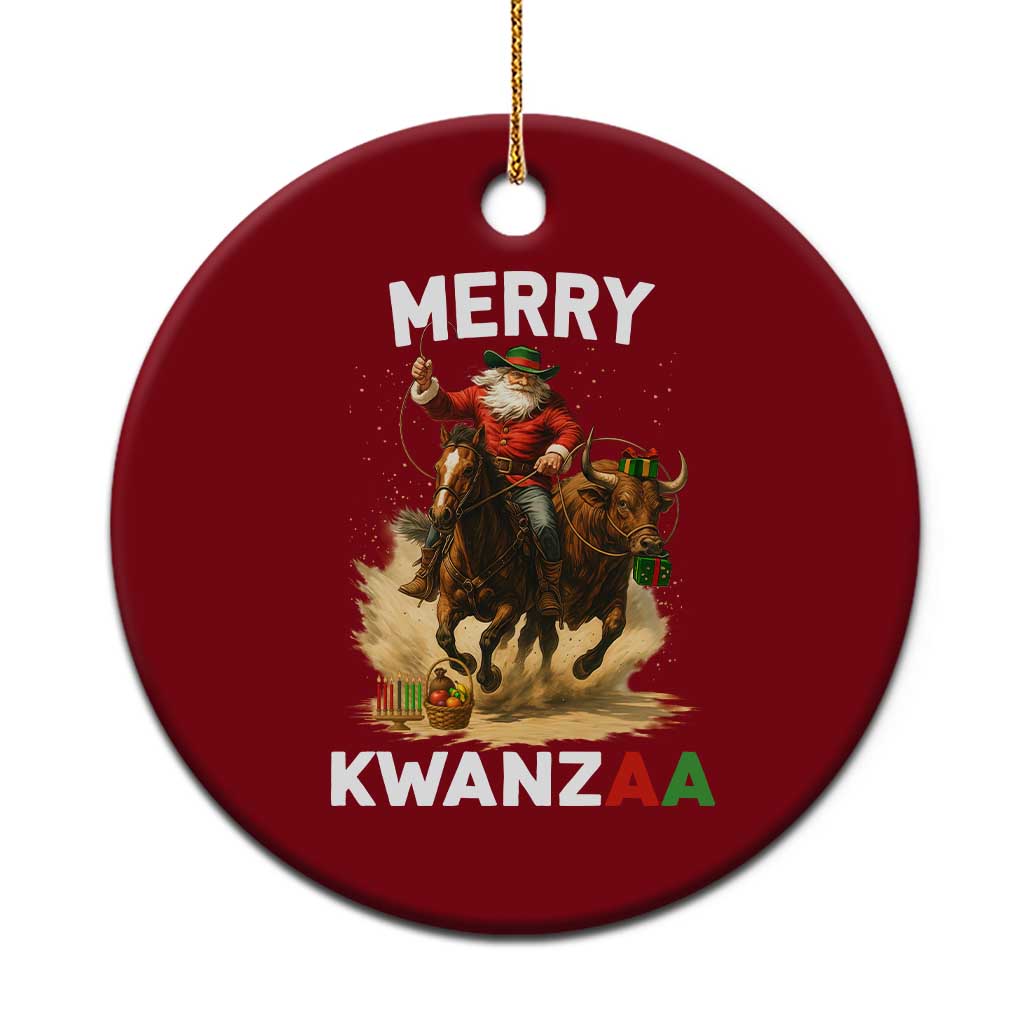 Funny Black Santa Cowboy Ceramic Ornament Merry Kwanzaa Cultural Pride Gift TS12 1pc Red Print Your Wear