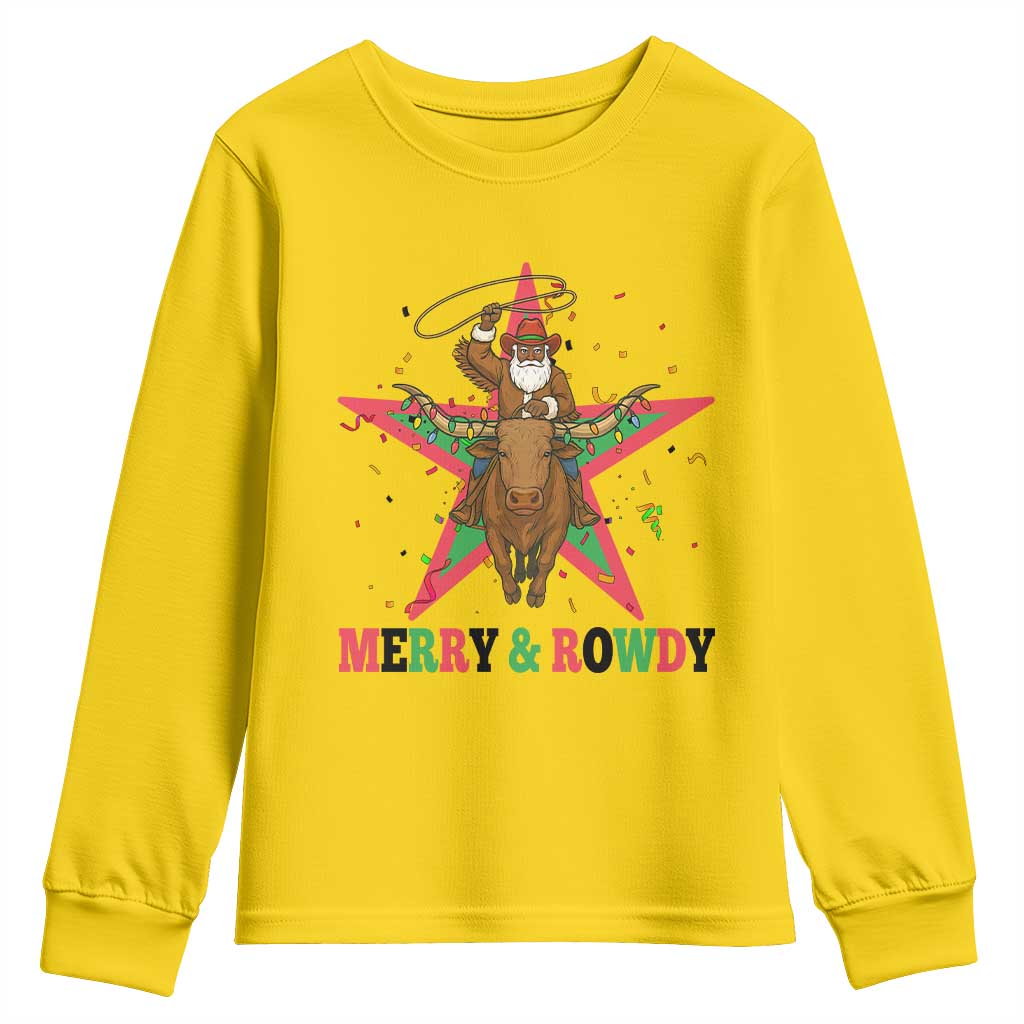 Merry And Rowdy Kwanzaa Santa Cowboy Christmas Gift Youth Sweatshirt TS12 Daisy Print Your Wear