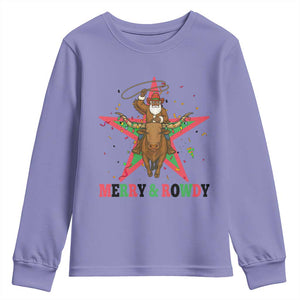 Merry And Rowdy Kwanzaa Santa Cowboy Christmas Gift Youth Sweatshirt TS12 Violet Print Your Wear